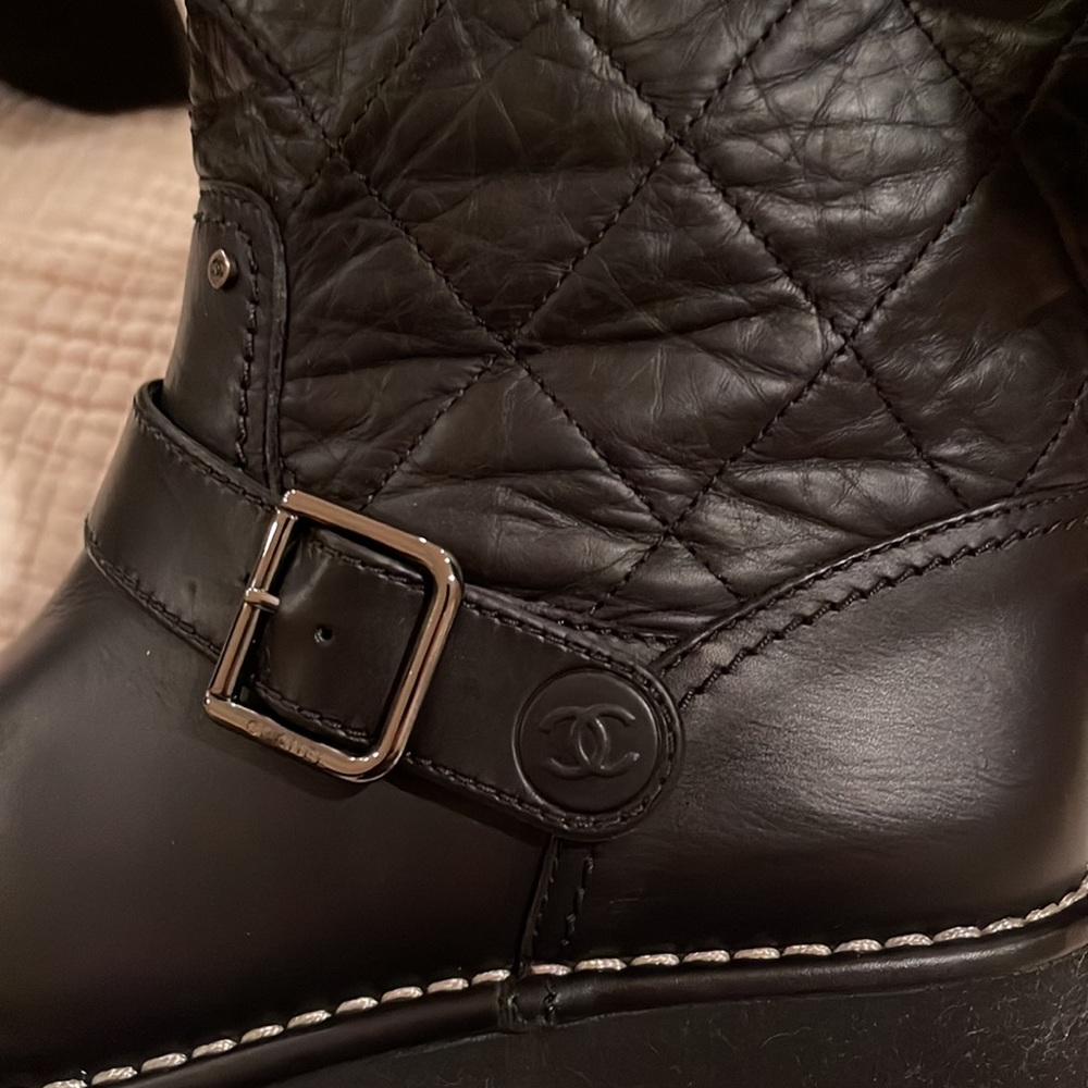 Chanel soft leather never worn Moto boot. - Picture 3 of 4